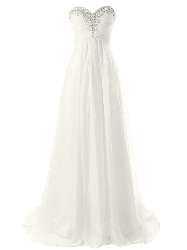 AbaoWedding Women's Chiffon V Neck Shoulder Straps Long Wedding Evening Dress