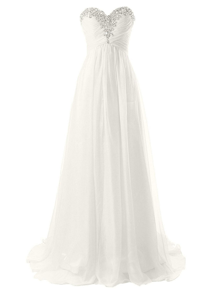 AbaoWedding Women's Chiffon V Neck Shoulder Straps Long Wedding Evening Dress