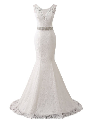 Lovelybride Elegant a Line Empire Long Chiffon Bridal Beach Wedding Dress