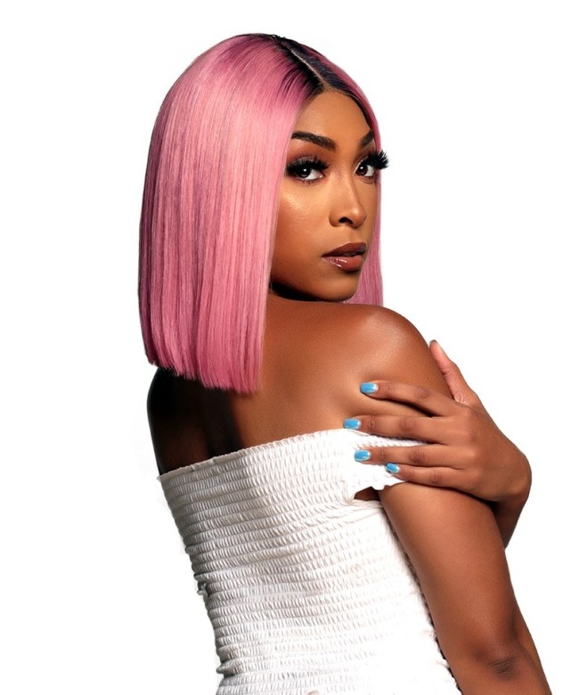 Ombre Hot Fashion Wig #1B Pink Color Straight BOB Lace Front Human Hair Wigs