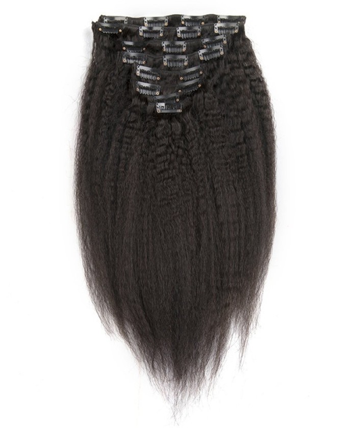 Kinky Straight Virgin Hair 7Pcs Hair Peruvian Clip In Human Hair Extensions