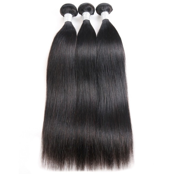 Brazilian Human Hair Weave Bundles Straight 3Pcs Natural Black
