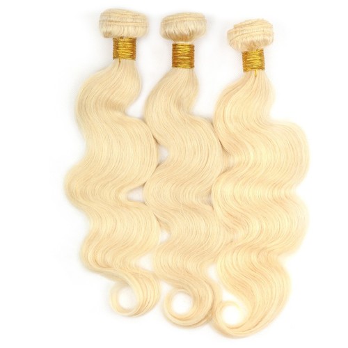 Brazilian Body Wave Human Hair Weave Bundles 3 Pcs 613 Blonde Color