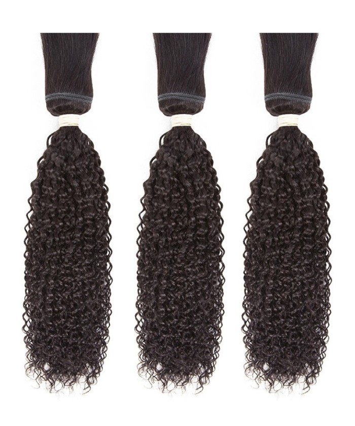 Brazilian Kinky Curly Braid in Bundles Human Hair Weave 3 Pcs Natural Color