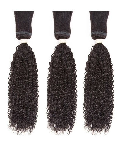 Brazilian Kinky Curly Braid in Bundles Human Hair Weave 3 Pcs Natural Color