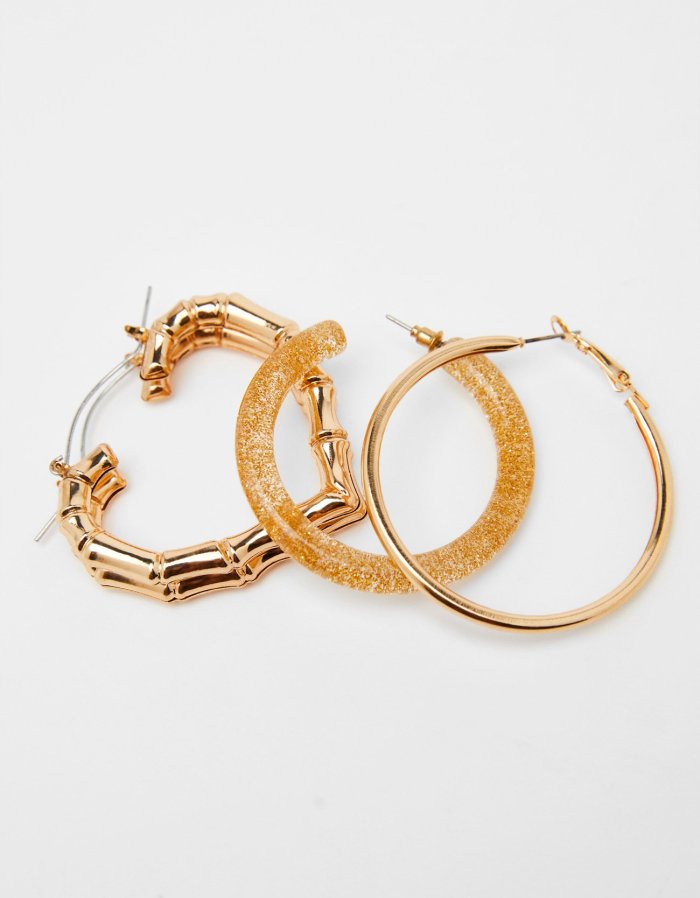 Set of 3 pairs of hoop earrings