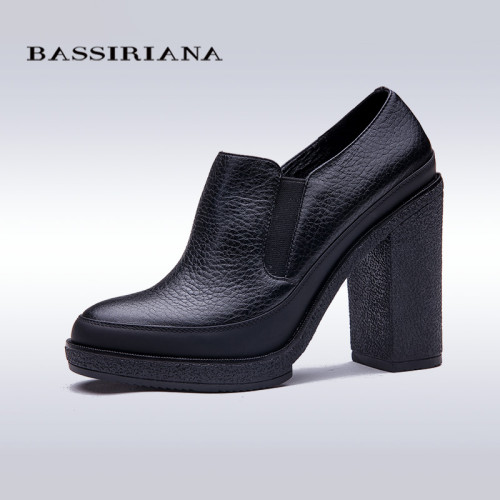 BASSIRIANA Women's Pumps New 2017 Women's Spring Shoes High Heels Thick Heel Platform Shoes Black Blue High-Heeled Shoes