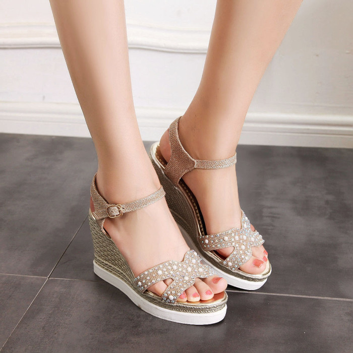 NEMAONE 2017 New Summer sandals tide waterproof joker students Shoes wedges with thick bottom female Sandals tidal flat cake