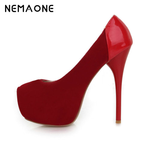 NEMAONE sapato Spring 2017 brand thin high heels platform wedding shoes Patent Leather sexy lady Buckle SM pumps