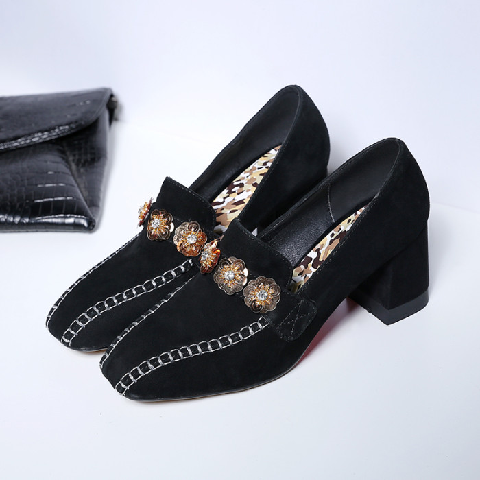 Brand Square Toe Shoes Women Office High Heels Elegant High-Heeled Shoes For Woman Pump Comfortable Ladies Shoes