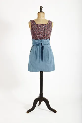Floral denim dress