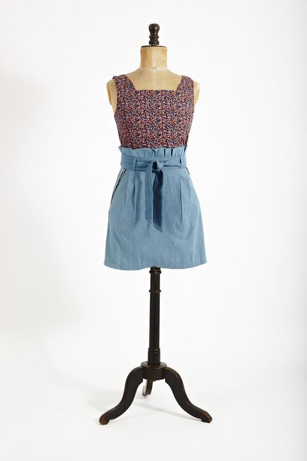 Floral denim dress