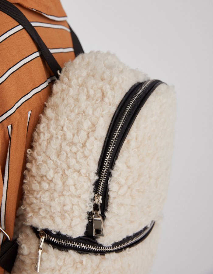 Faux shearling backpack