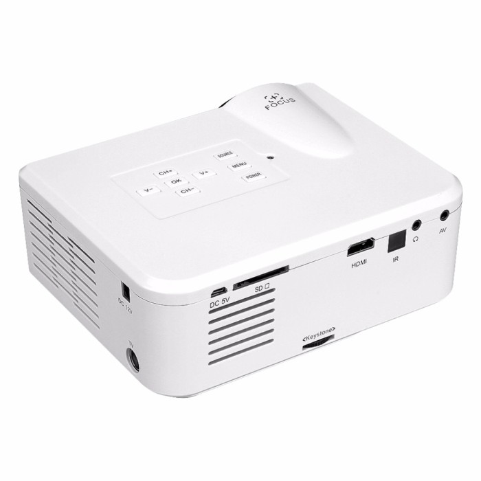 Uhappy BL35 800 Lumens Mini LED Projector for IOS Android Smartphone Home Theatre Cinema with AV/ VGA/ USB/ ATV/ HDMI Input