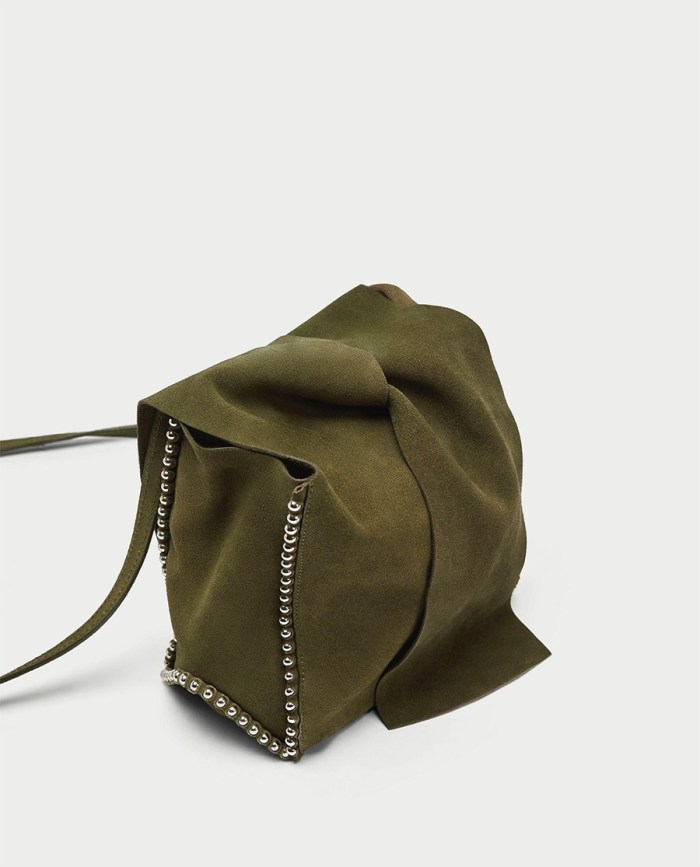 Mini Studded Split Suede Bucket Gab