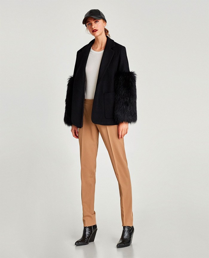 Contrasting Faux Fur Blazer