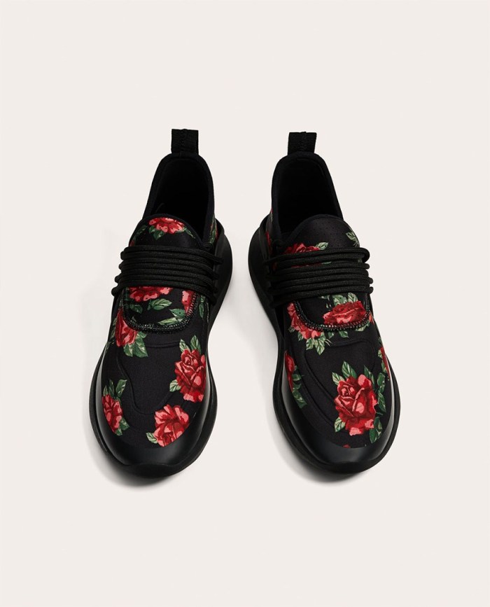 Black Floral Sneakers