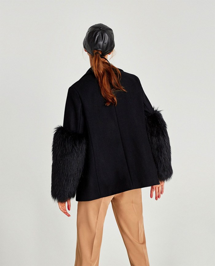 Contrasting Faux Fur Blazer
