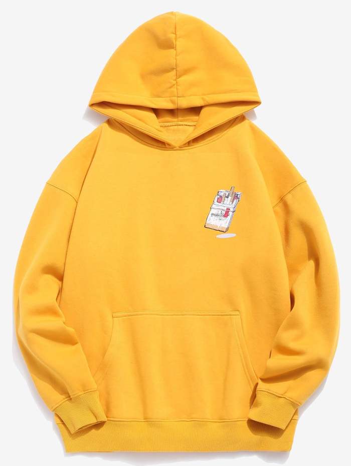 Cigarettes Printed Hip Hop Style Hoodie - Black