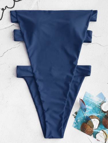 ZAFUL Backless High Cut Bandeau Swimsuit - Blue