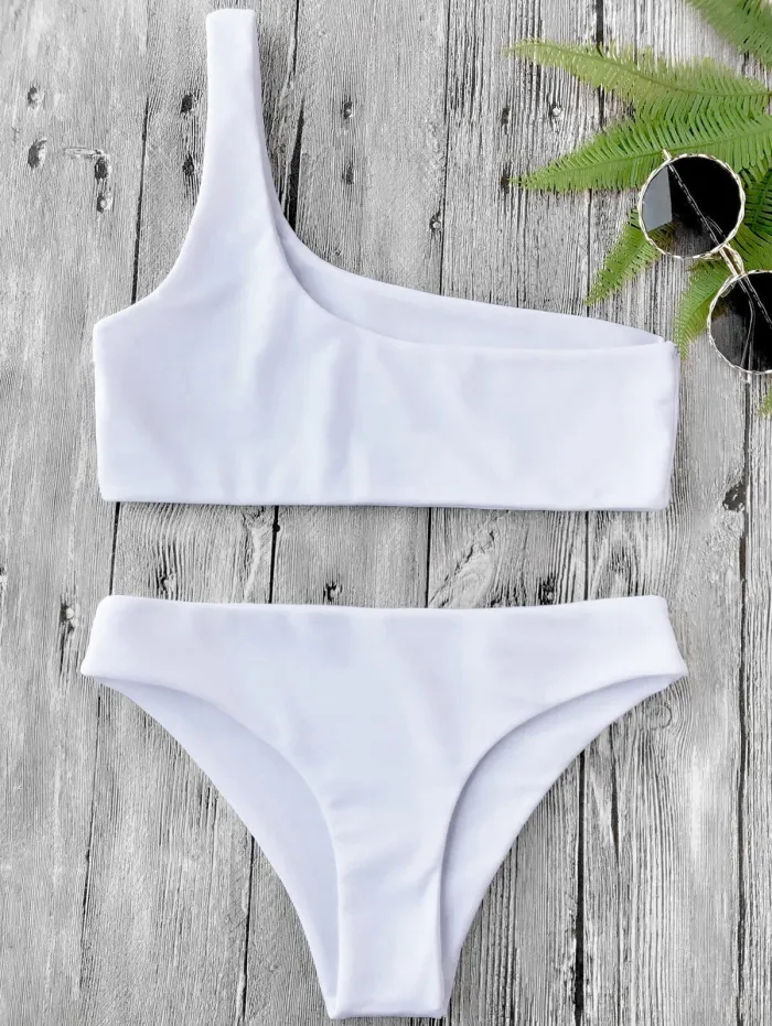 One Shoulder Bikini Set - Black