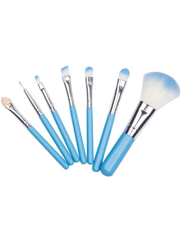 Portable 7Pcs Ultra Soft Eyeshadow Blending Powder Brush Set - Crystal Blue