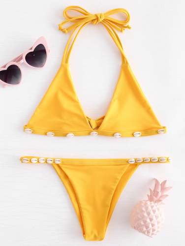 Shelled String Bikini Set - Rubber Ducky Yellow