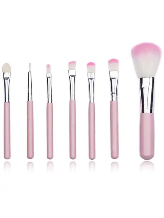 Portable 7Pcs Ultra Soft Eyeshadow Blending Powder Brush Set - Crystal Blue