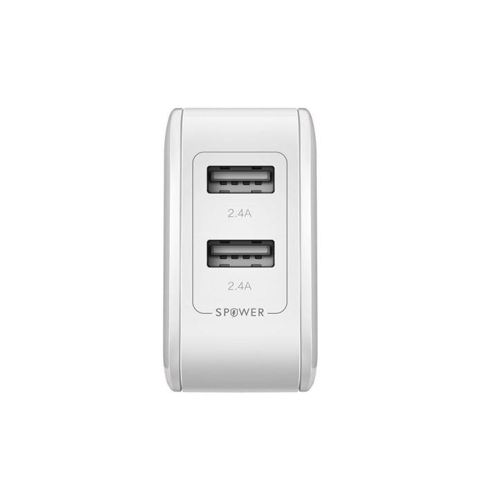 BlitzWolf® BW-S2 4.8A 24W Dual USB EU USB Charger With Power3S Tech for iphone 8Plus iphoneX Xiaomi - Black