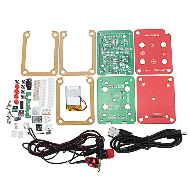 EQKIT® FM Stereo Radio Kit 76-108Mhz Frequency 180mAh 32Ω Impedance YFM-1 DIY Electronic Parts
