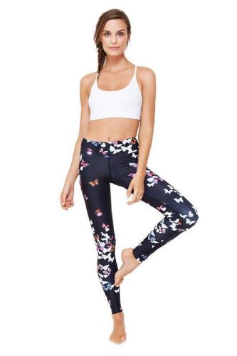 DHARMA BUMS HIGH WAIST FULL LENGTH PRINTED YOGA LEGGING - BUTTERFLY
