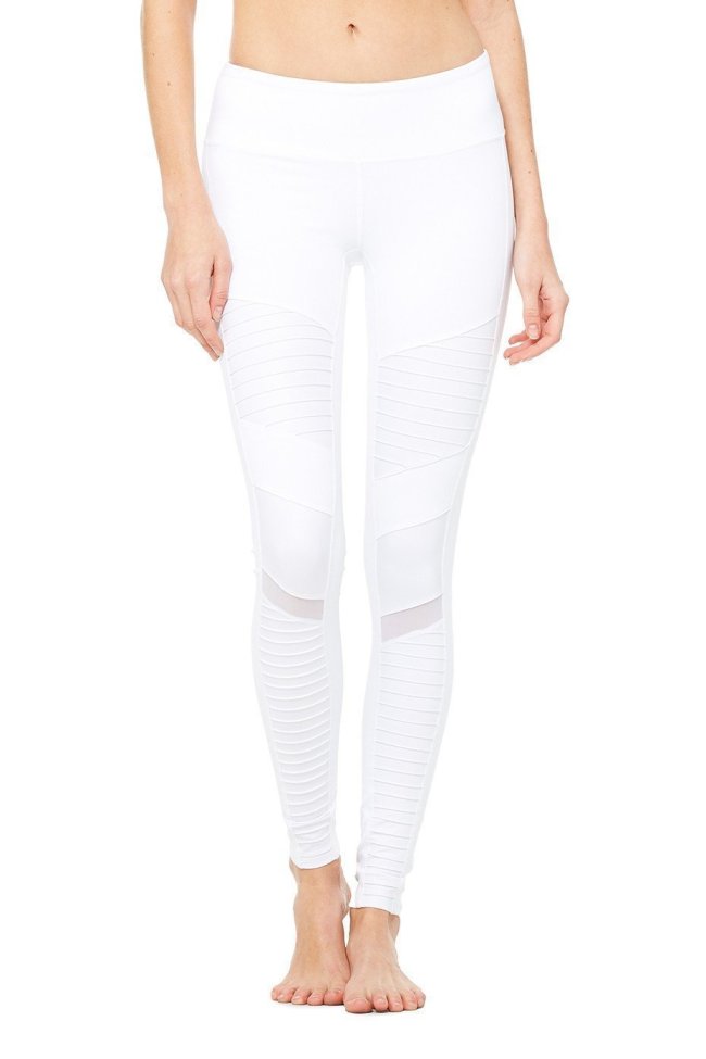 ALO YOGA MOTO LEGGING - WHITE WHITE GLOSSY