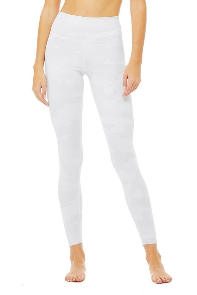 ALO YOGA HIGH WAIST VAPOR LEGGING - WHITE CAMOUFLAGE