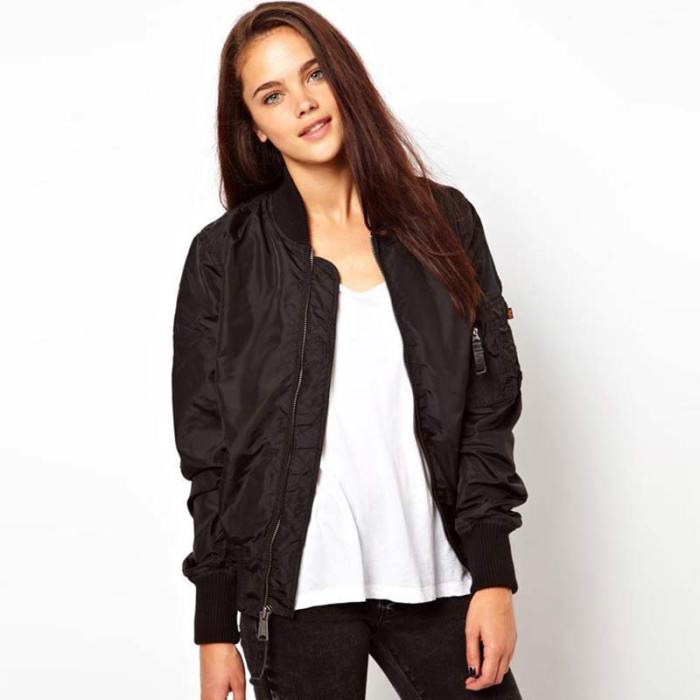 Hot Sale Fashion Women Autumn Winter Bomber Jacket Coat Cool Basic Jackets Long Sleeve Zipper Outwear
