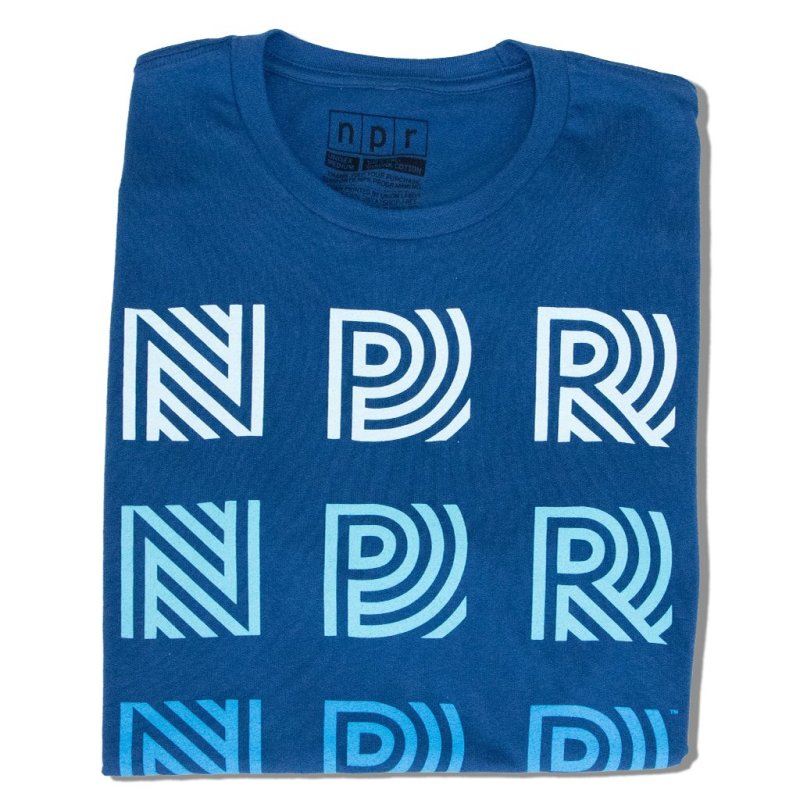 Repeating 90's Logo Tee: Blue