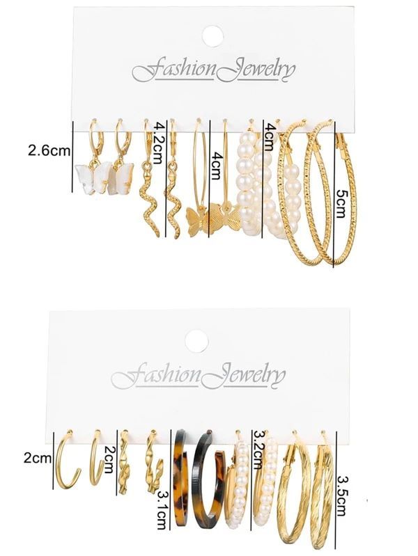 10pairs Faux Pearl & Butterfly Decor Earrings