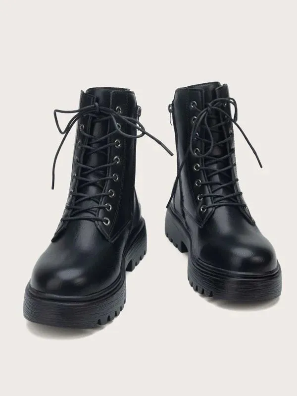 Minimalist Lace-up Front Combat Boots