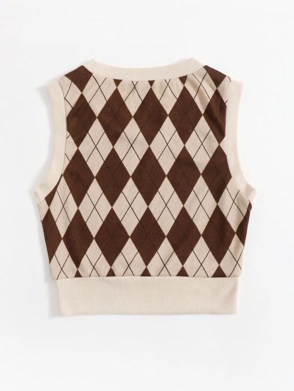 SHEIN Argyle Pattern Sweater Vest