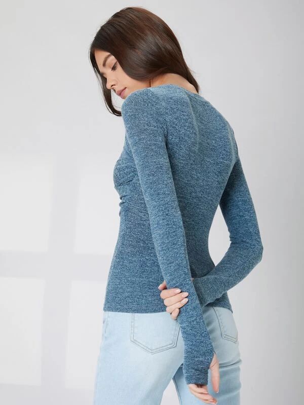 SHEIN Marled Cut Out T-shirt